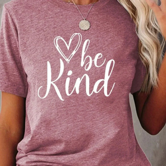 BE KIND NEW WOMENS PINK GRAPHIC TEE TOP TSHIRT SHIRT SUMMER CAUSAL FALL SIZE S - Picture 3 of 6